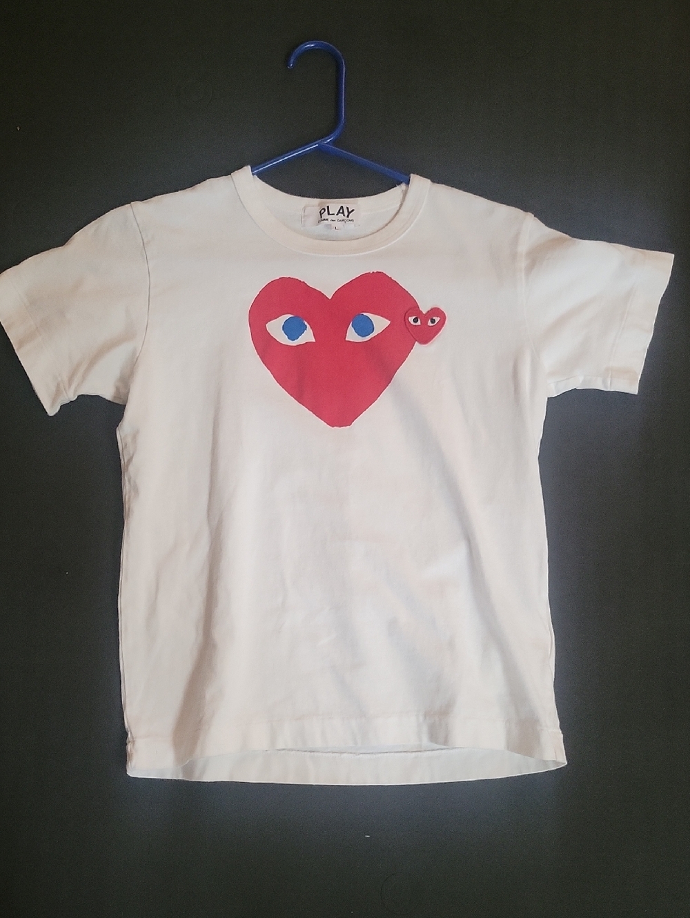 Comme des Garcons Play White Kids T-Shirt with Red Heart Logo L